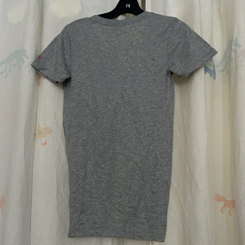 PINK Victoria's Secret Gray Tee with Pink Glitter peace S - Picture 3 of 3